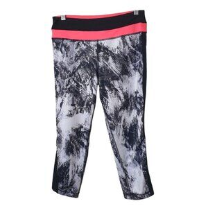 Active Life Womens Capri Leggings M Black/White Cropped Athletic Workout Gym
